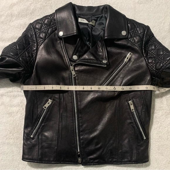 Christian Dior black leather quilted moto jacket - Picture 14 of 16